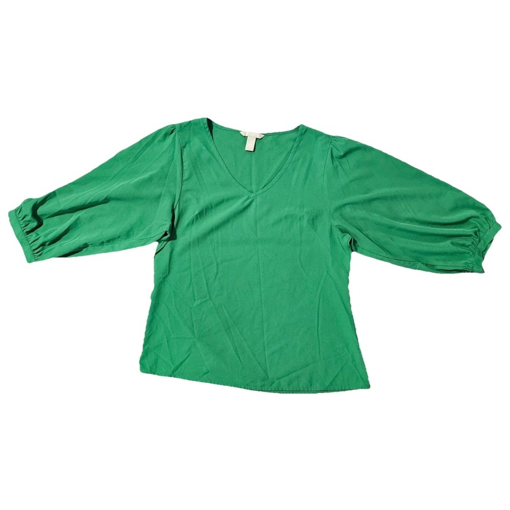Banana Republic 3/4 Sleeve Solid Kelly Green Women's top Size Small - 400369‎